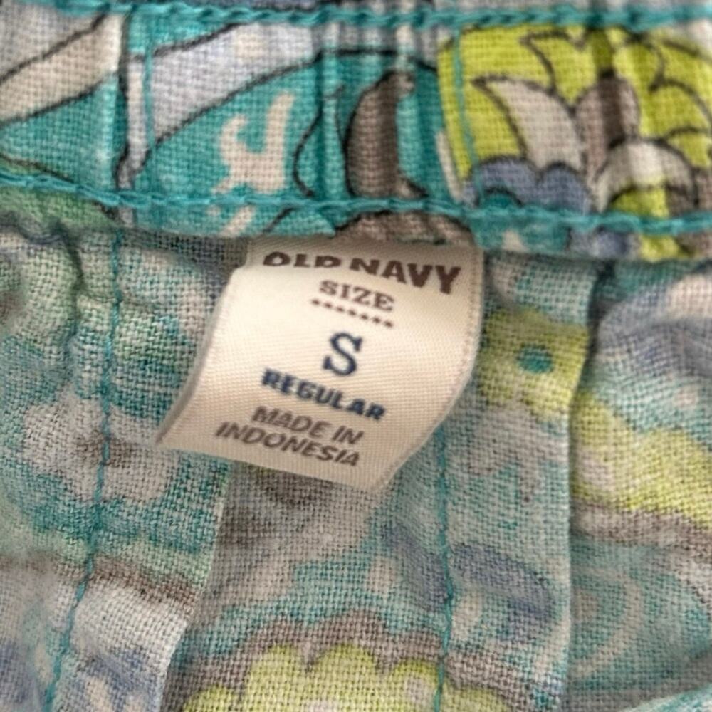 Old Navy Linen Retro Mini Skirt Paisley Pleated Small - Picture 3 of 8
